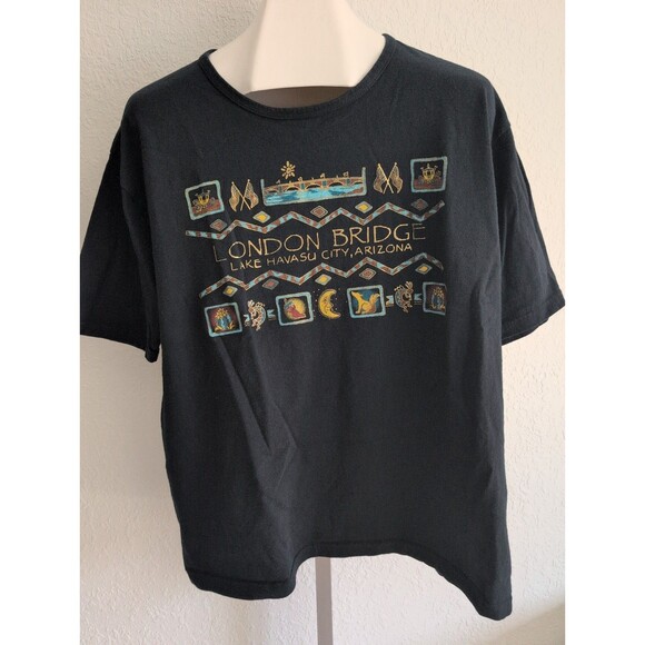 Anvil Tops - Vintage Anvil T Shirt Womens Black XL London Bridge Lake Havasu City Arizona SW